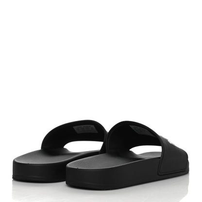 Balenciaga Rubber Womens Logo Pool Slide Sandals 41 Black White 4 of 7