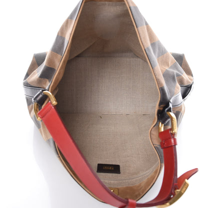 Fendi Pequin Cuoio Vegetale Large Hobo Tobacco Rosso Black 5 of 10