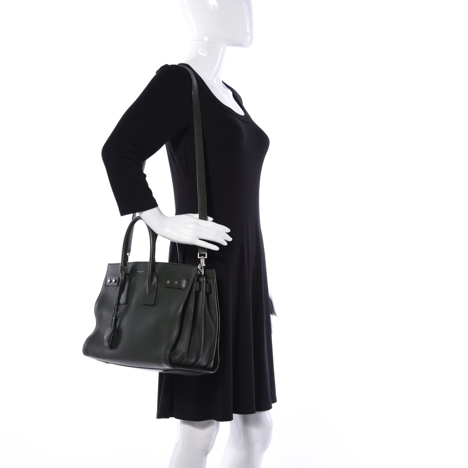 Saint Laurent Grained Calfskin Small Supple Sac De Jour Dark Vert 2 of 12