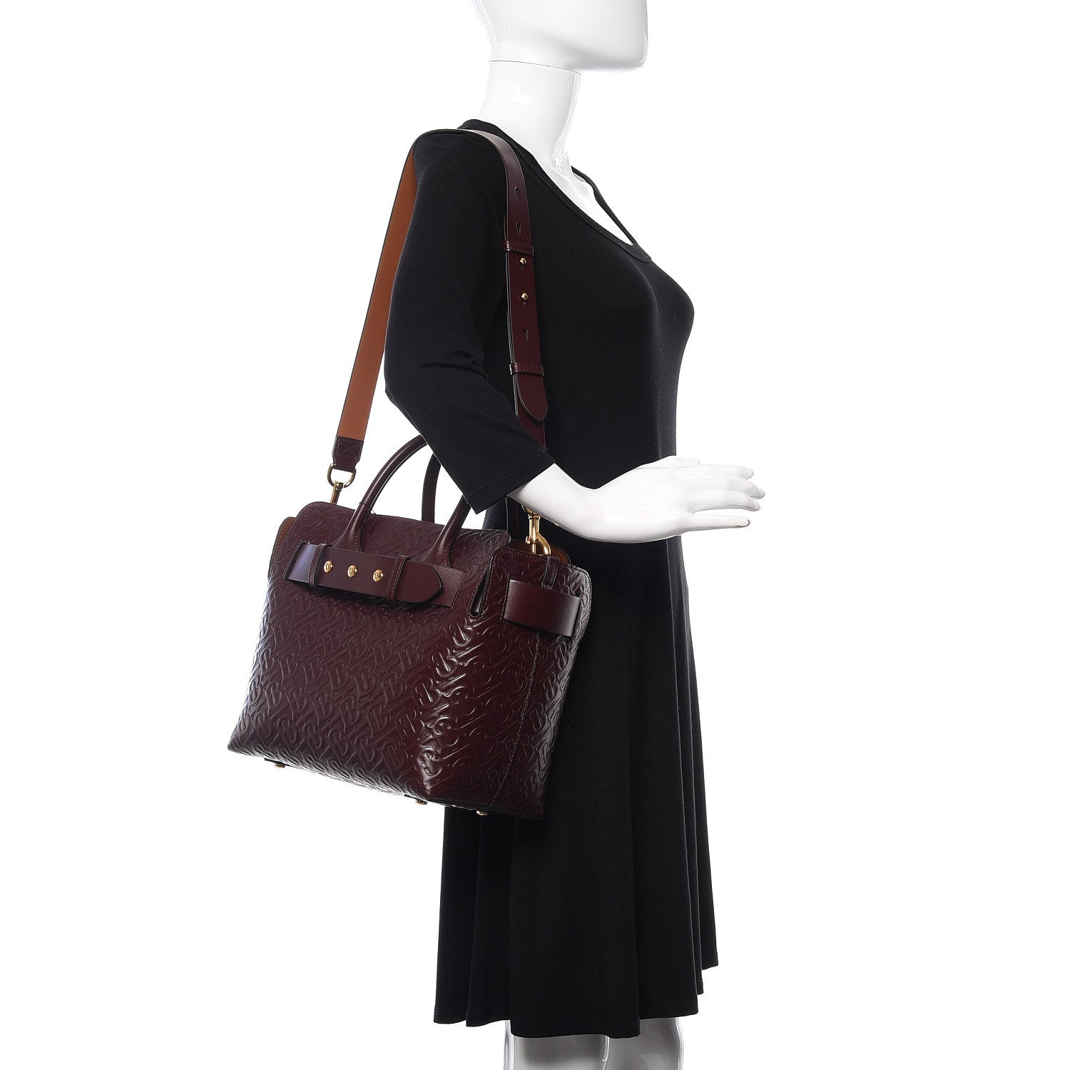 Burberry Calfskin Embossed Monogram Small Belt Bag Oxblood 2 of 10