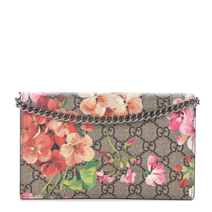 Gucci GG Supreme Monogram Blooms Chain Wallet Beige Multicolor Dry Rose 1 of 7