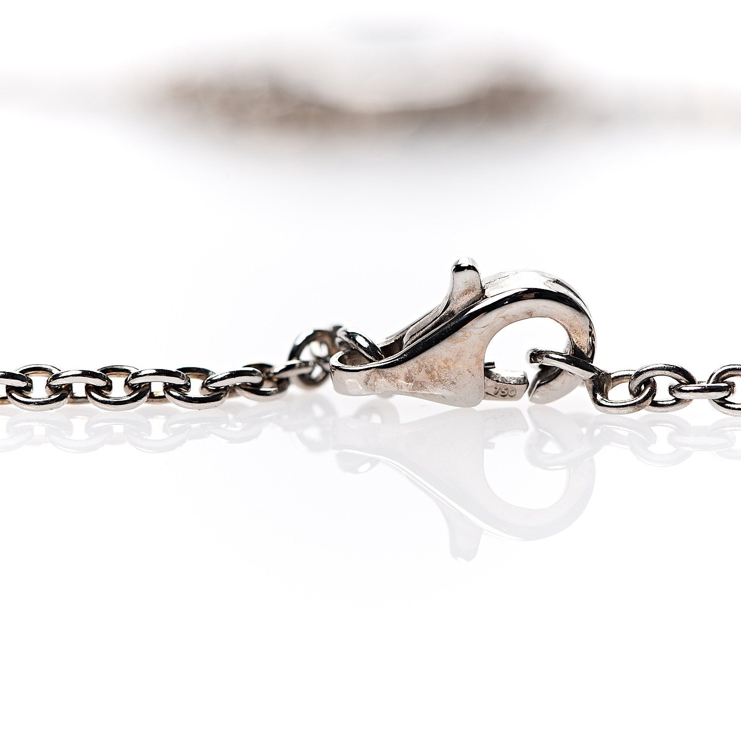 Van Cleef & Arpels 18K White Gold Gray Mother of Pearl Pure Alhambra Pendant Necklace 6 of 6