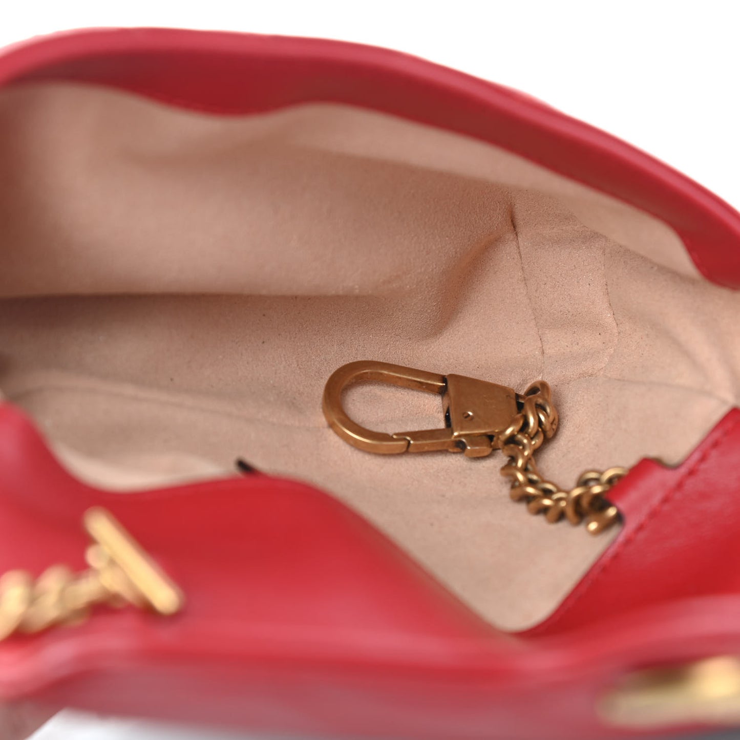 Calfskin Matelasse Super Mini GG Marmont Shoulder Bag Hibiscus Red