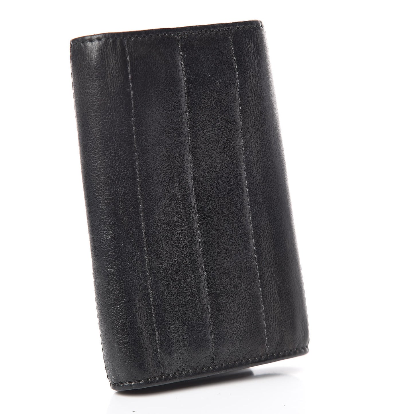 Lambskin Vertical Quilted 6 Key Holder Black