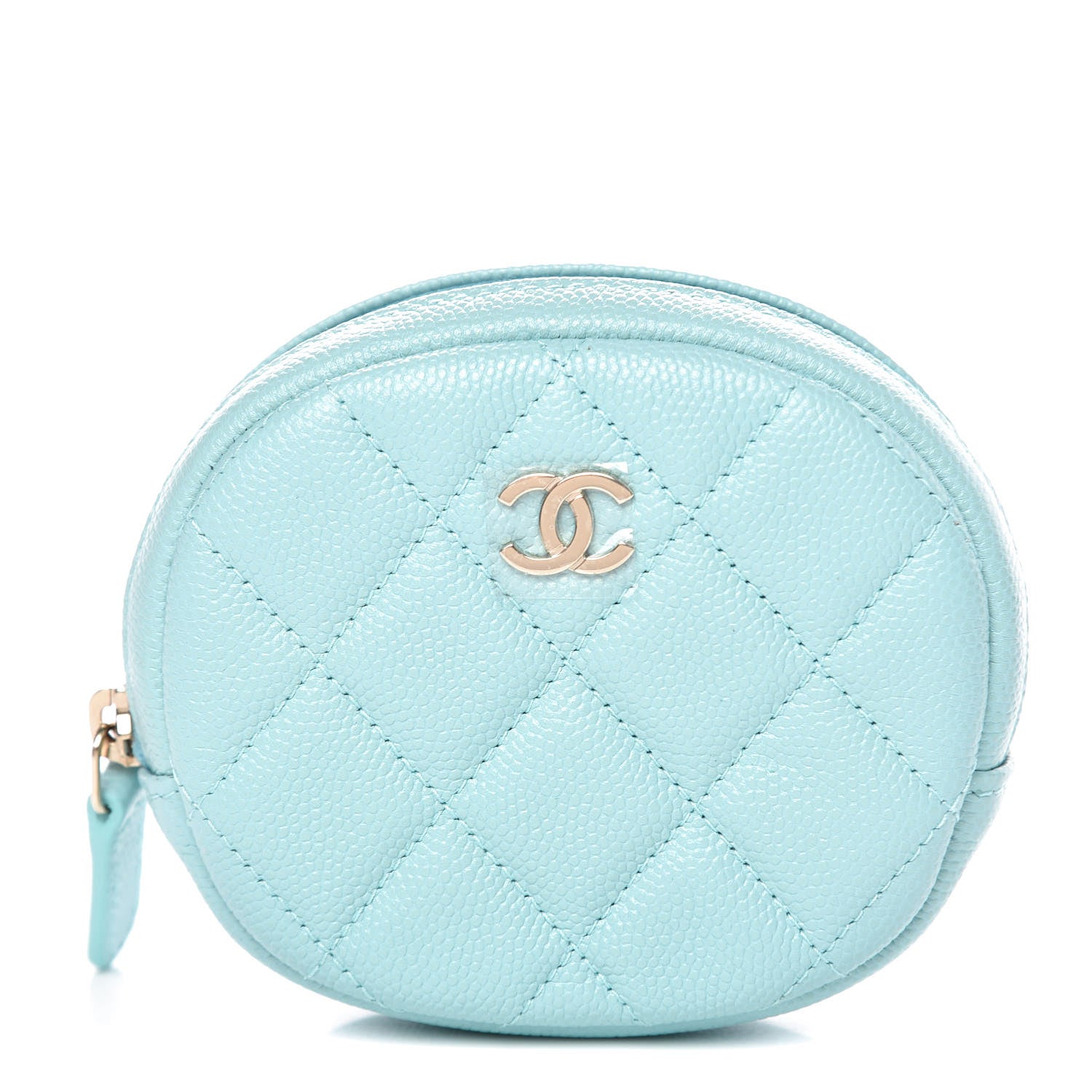 Chanel Caviar Quilted Zip Around Classic Coin Purse Light Blue 1 of 10