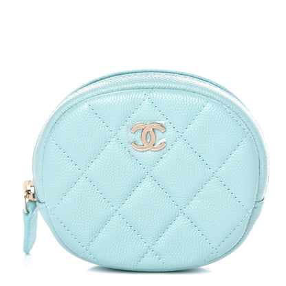 Chanel Caviar Quilted Zip Around Classic Coin Purse Light Blue 1 of 10