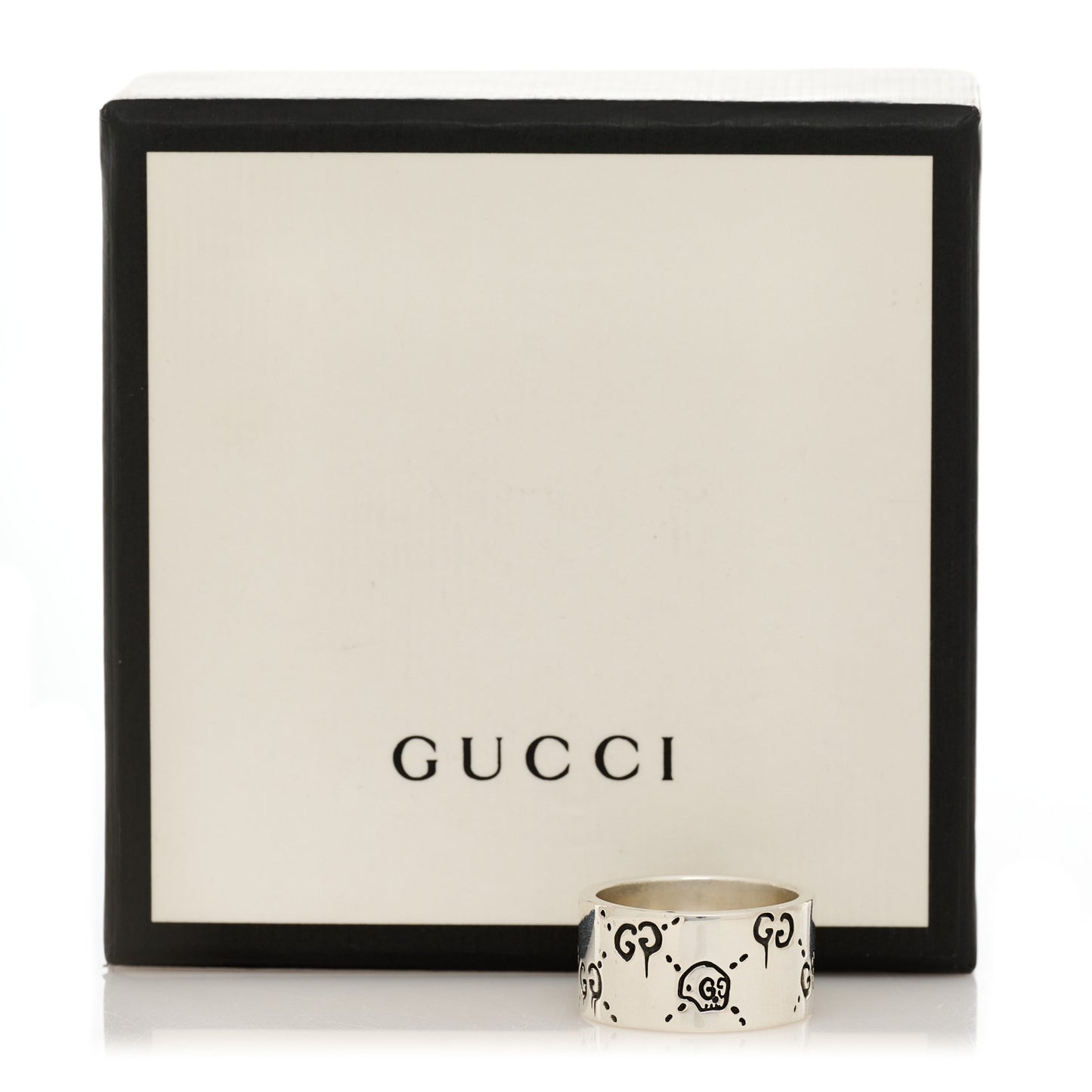 Sterling Silver GucciGhost Hamlet Skull Band Ring 58 8.5