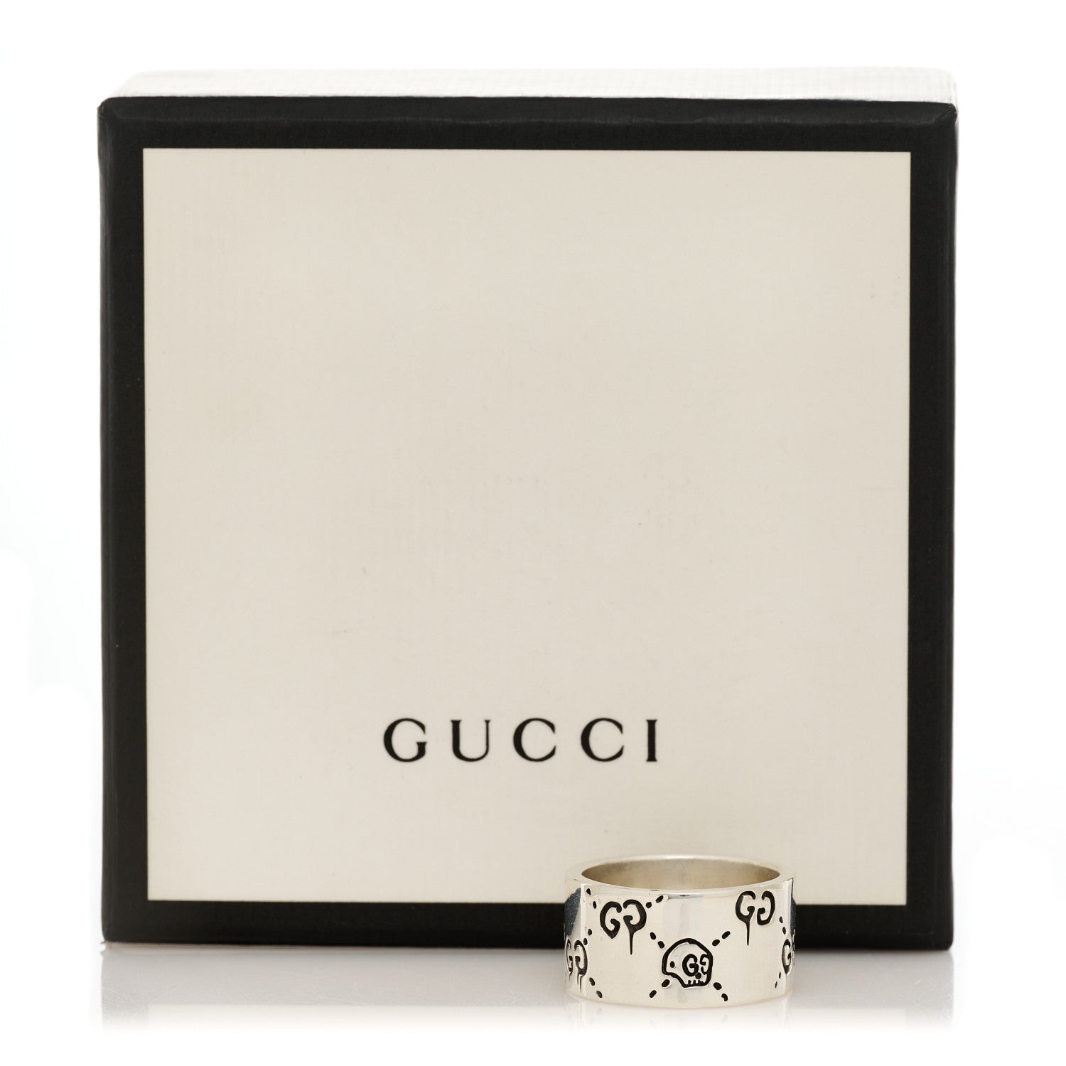Gucci Sterling Silver GucciGhost Hamlet Skull Band Ring 58 8.5 7 of 7