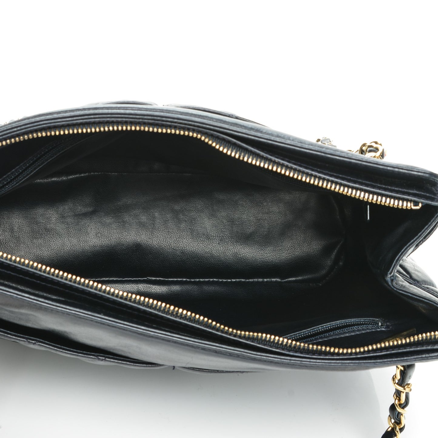 Lambskin Quilted Shoulder Bag Navy Blue
