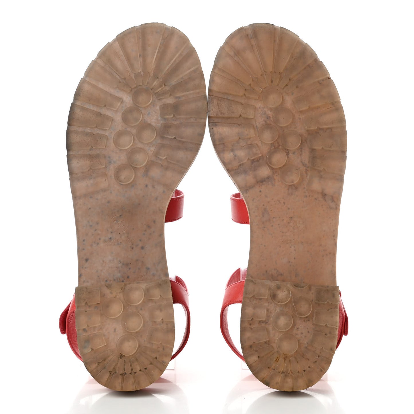Calfskin Cork Gripoix CC Sandals 39 Red