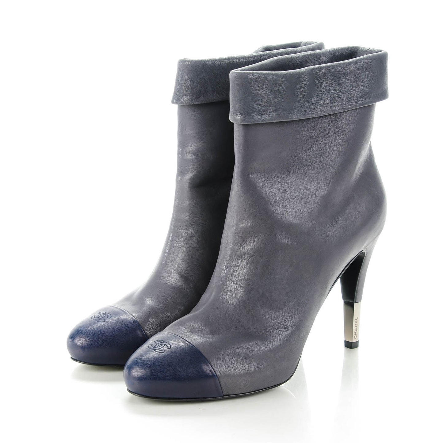 Lambskin CC Cap Toe Ankle Boots 39 Grey