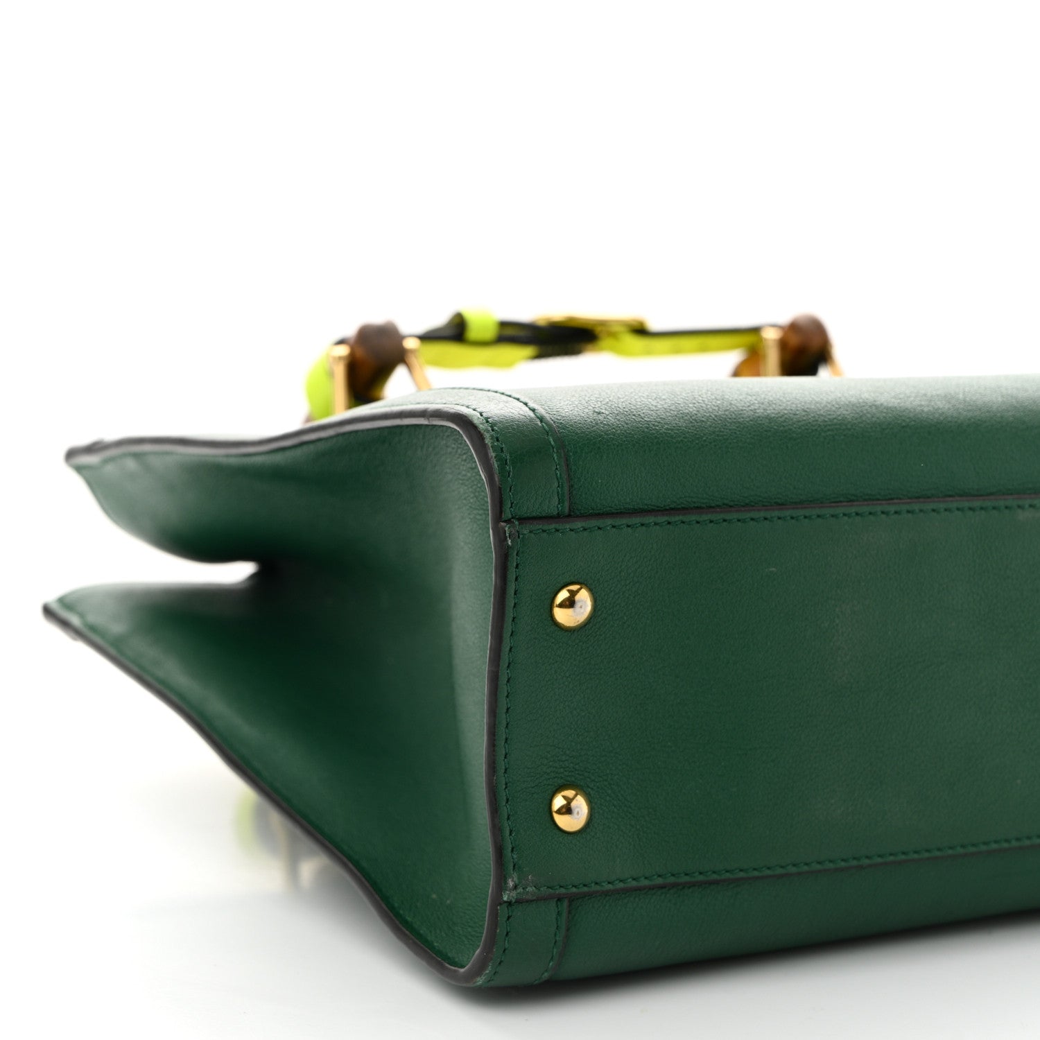 Gucci Wonka Grain Calfskin Small Diana Tote Bag Green Yellow Fluo 9 of 14