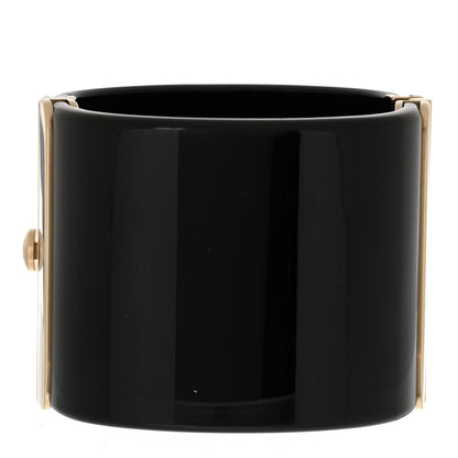 Chanel Resin Crystal Pearl CC Cuff Black 3 of 6