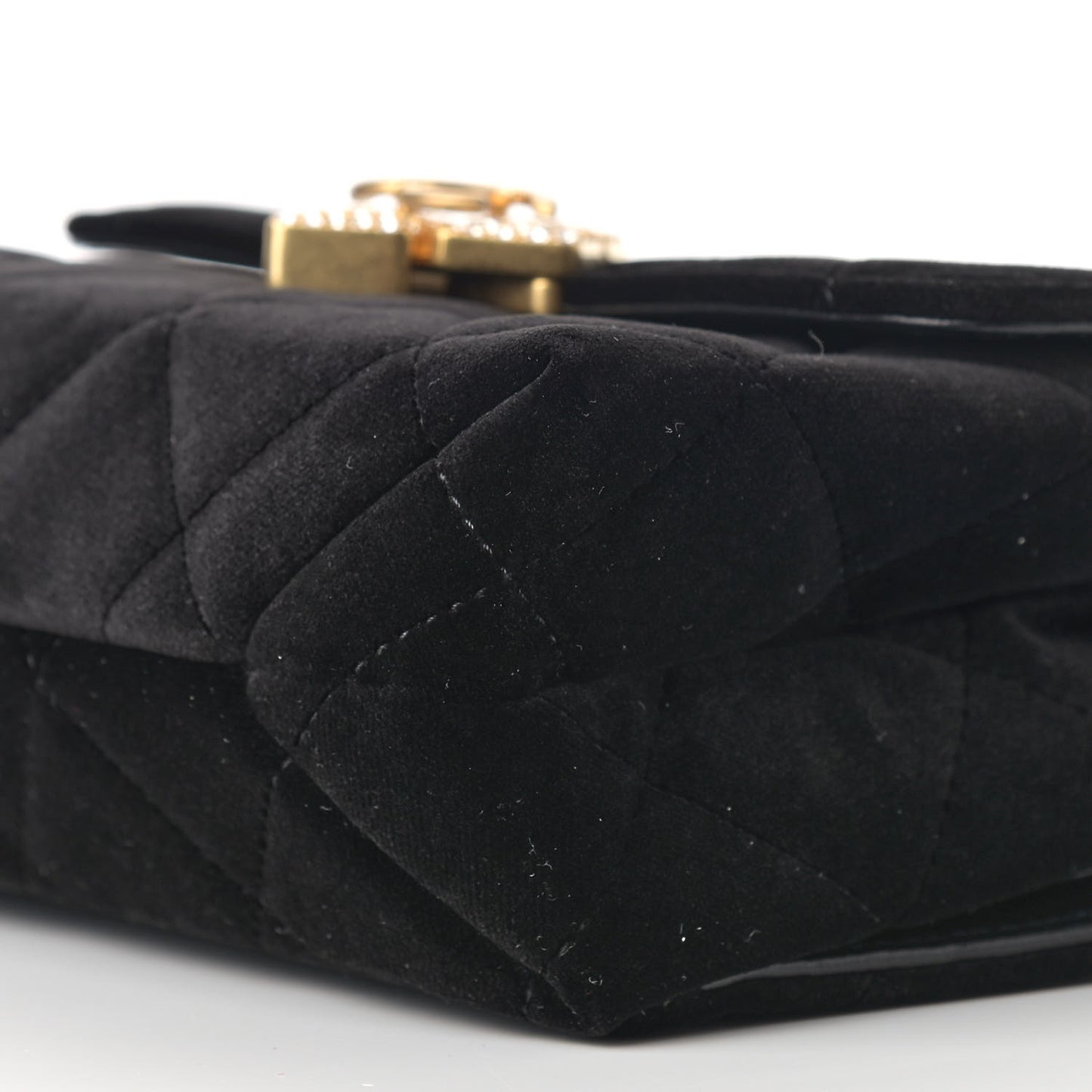 Velvet Strass Diamond Lock Flap Black
