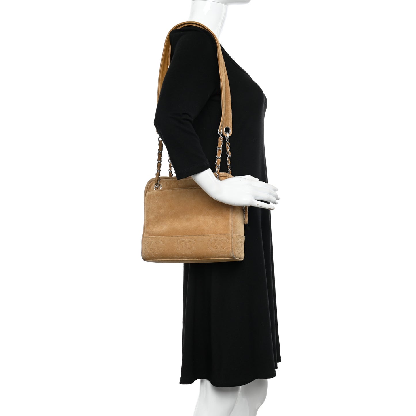 Suede CC Shoulder Bag Beige