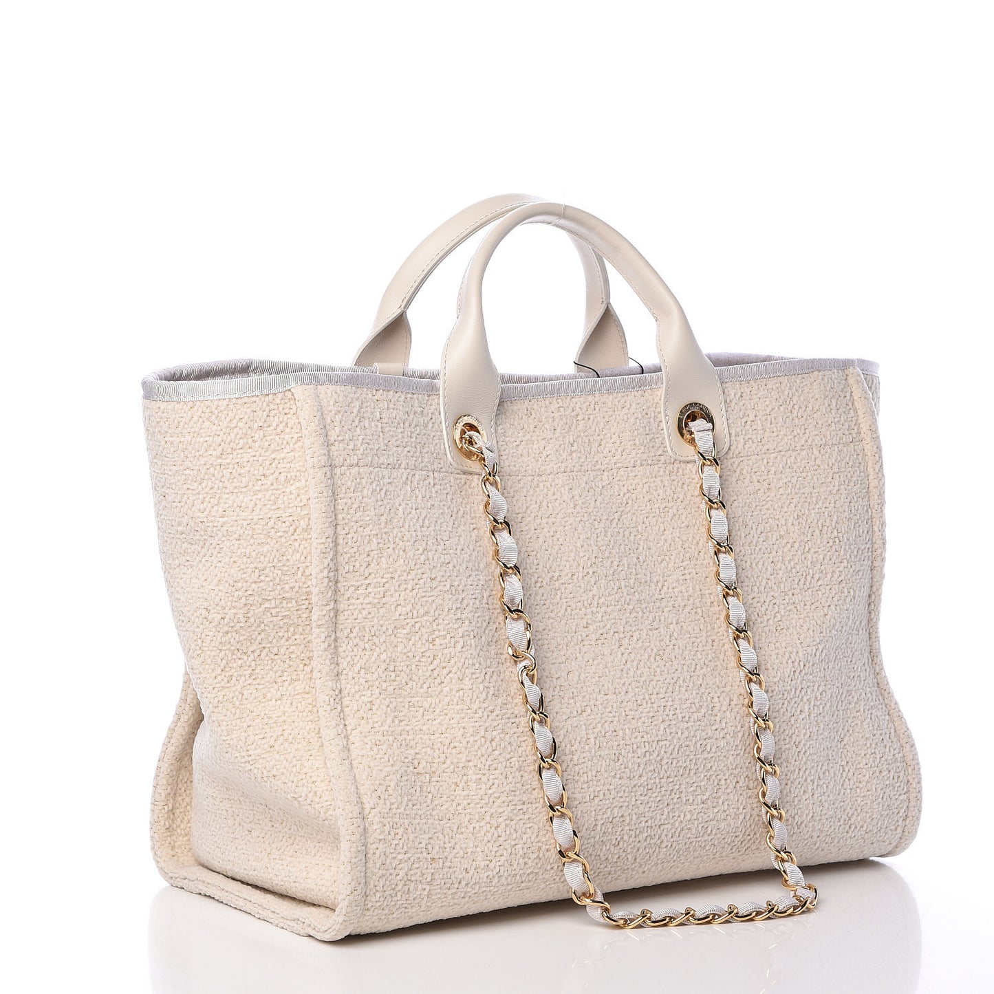 Lurex Boucle Large Deauville Tote White