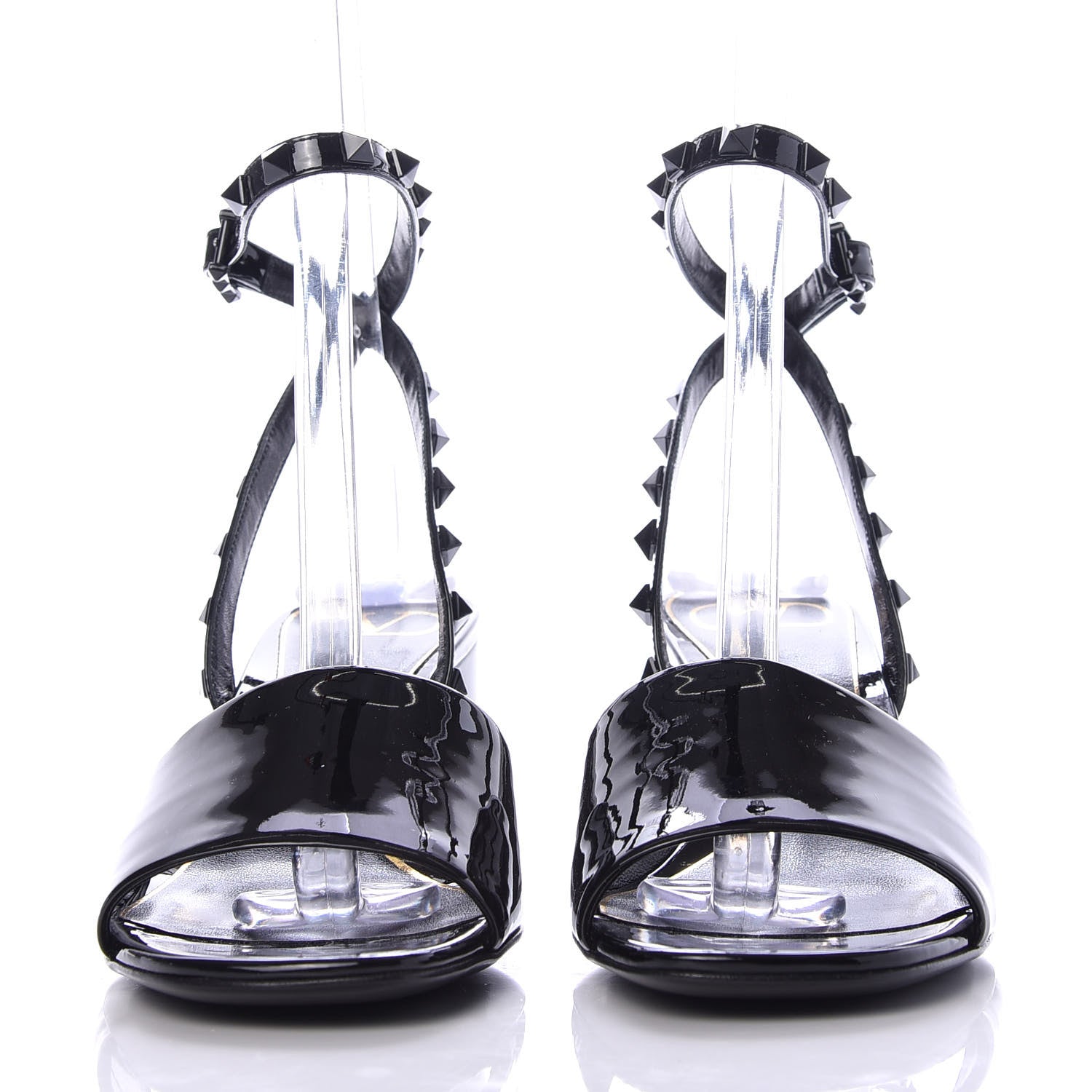 Valentino Garavani Patent Rockstud Block Ankle Strap 60mm Sandals 37.5 Black 2 of 9