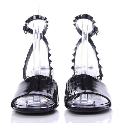 Valentino Garavani Patent Rockstud Block Ankle Strap 60mm Sandals 37.5 Black 2 of 9