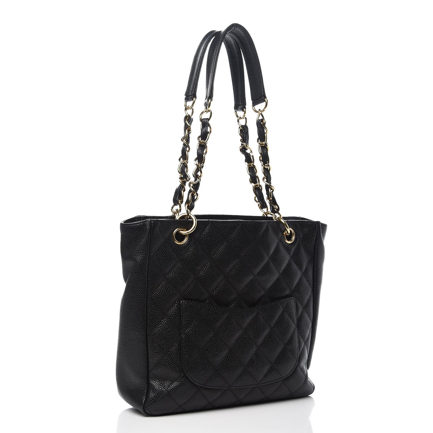 Caviar Quilted Petit Shopping Tote PST Black