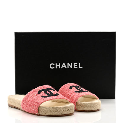 Chanel Tweed Grosgrain CC Mule Slide 35 Pink Black 9 of 9