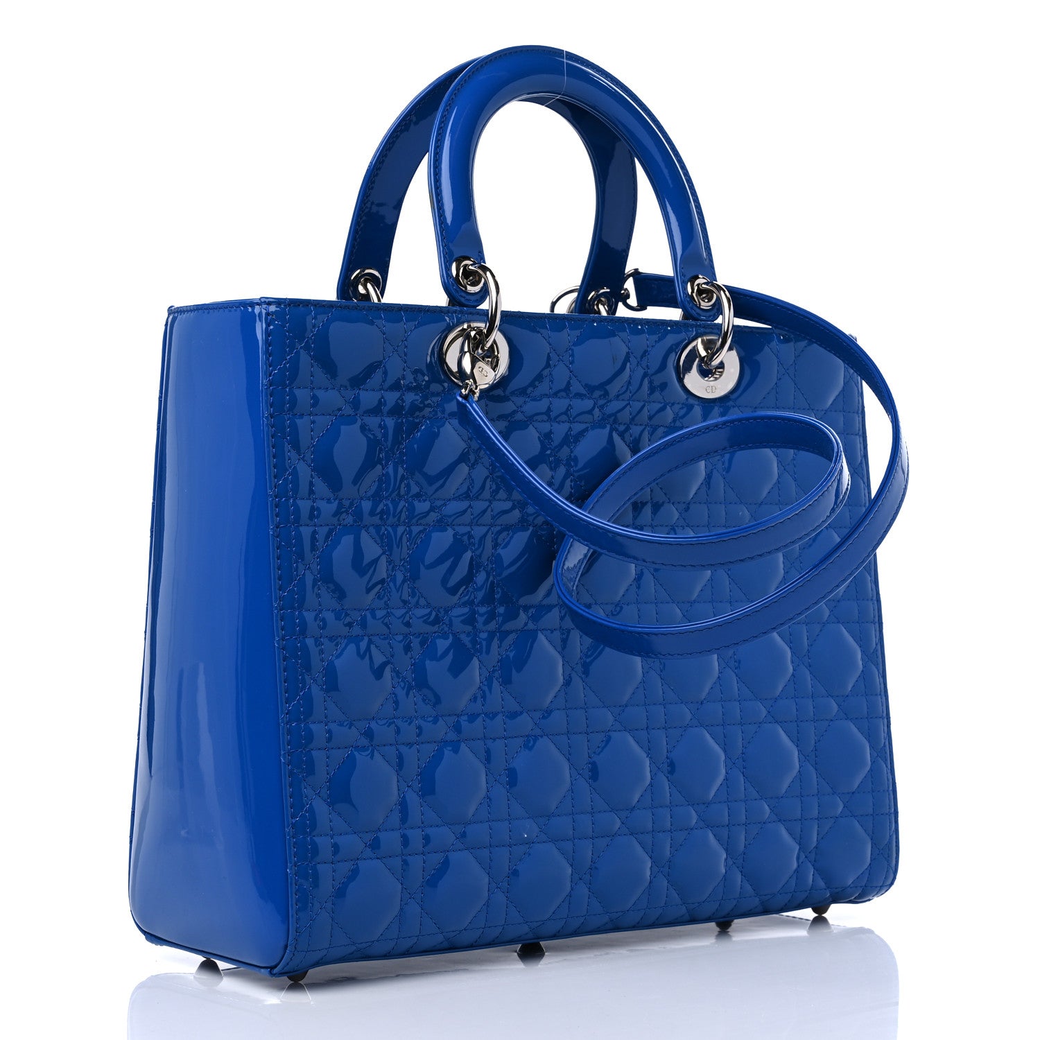 Christian Dior Patent Cannage Large Lady Dior Blue 3 of 9