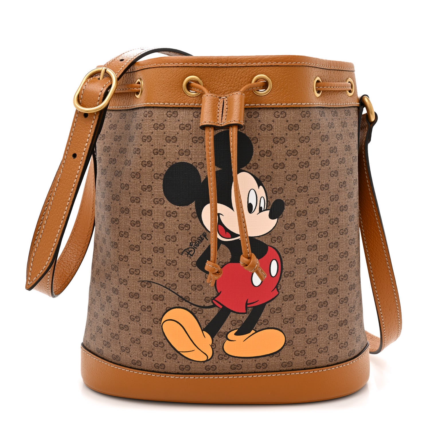 Gucci X DISNEY Mini Vintage GG Supreme Monogram Bucket Bag Beige Vintage Sun Oil 1 of 11