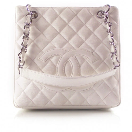 Caviar Petite Shopping Tote PST White