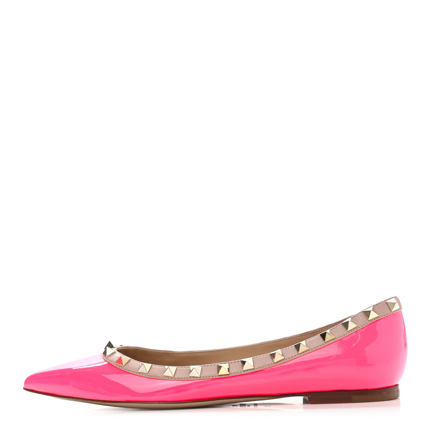 Valentino Garavani Patent Nappa Rockstud Ballerina Flats 37 Fuxia Fluo Poudre 1 of 9