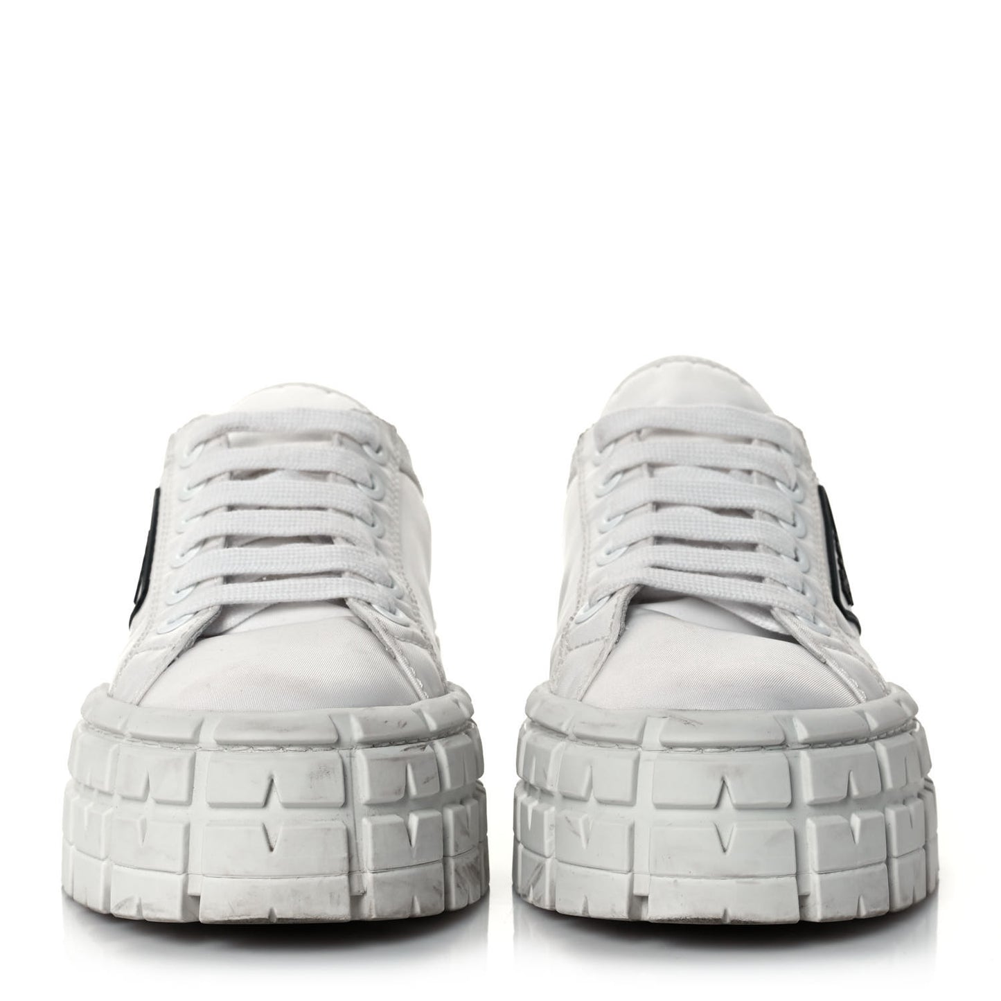 Re-Nylon Gabardine Triangle Logo Double Wheel 50mm Sneakers 38.5 White