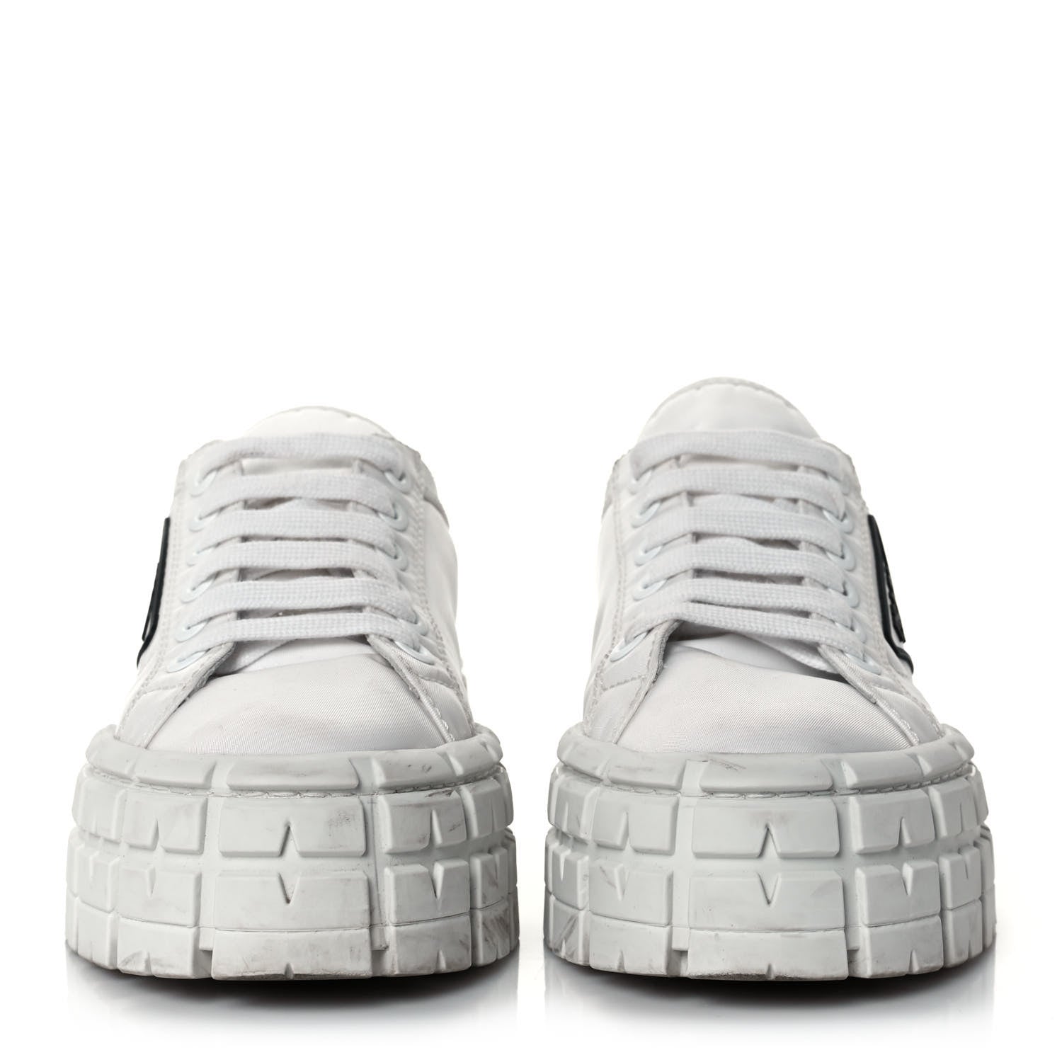 Prada Re-Nylon Gabardine Triangle Logo Double Wheel 50mm Sneakers 38.5 White 2 of 8