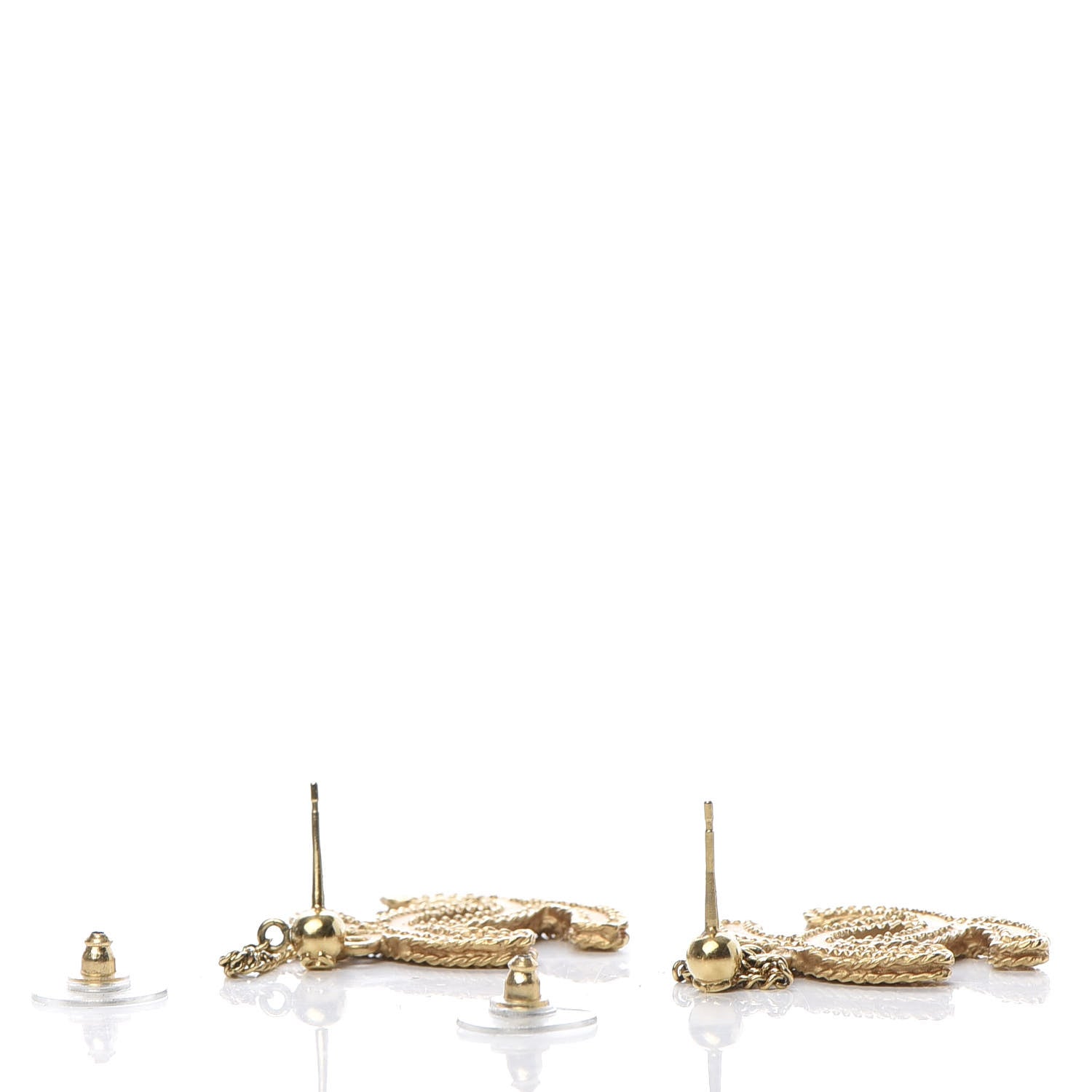 Chanel CC Drop Earrings Matte Gold 3 of 5