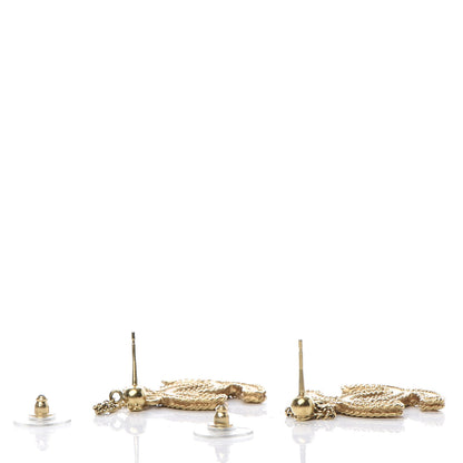 Chanel CC Drop Earrings Matte Gold 3 of 5