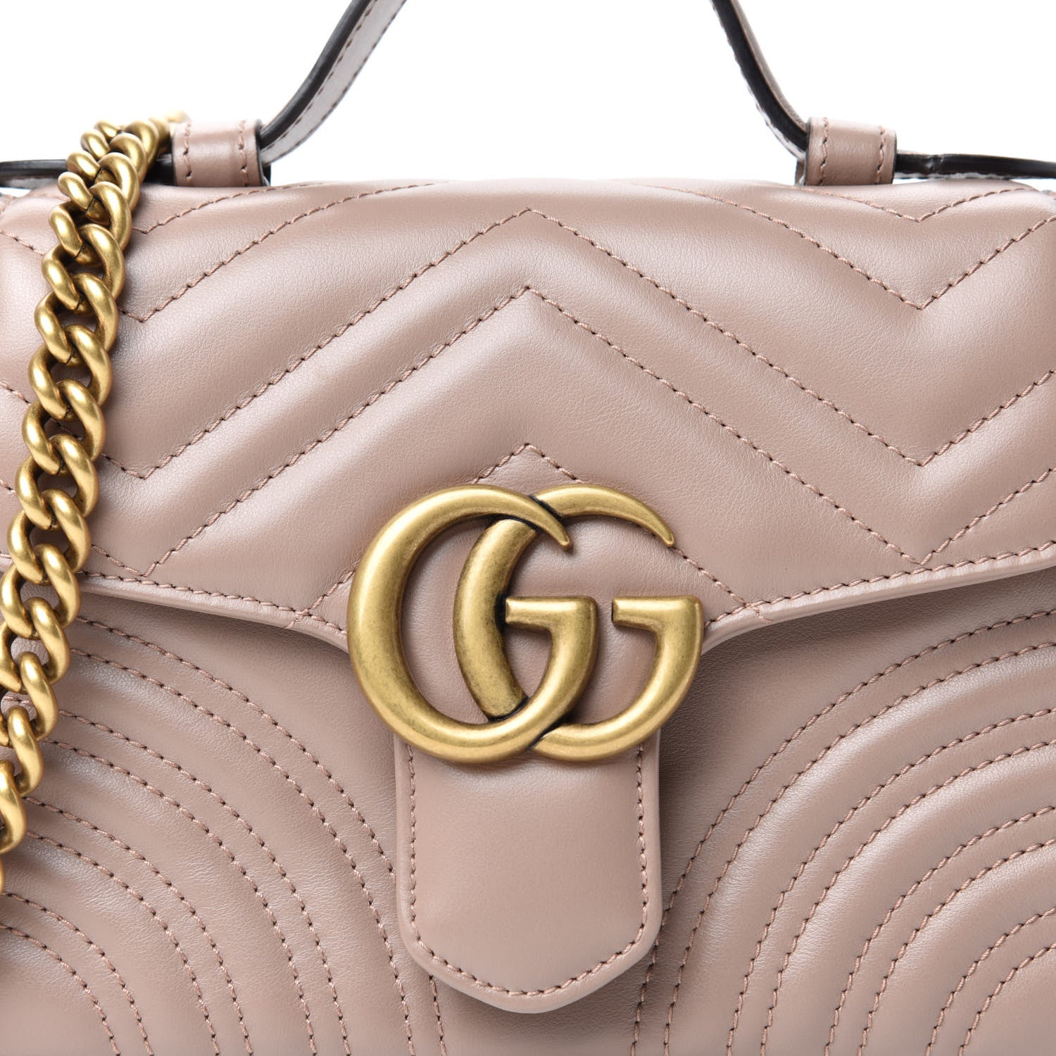 Gucci Calfskin Matelasse Mini GG Marmont Top Handle Shoulder Bag Porcelain Rose 10 of 10