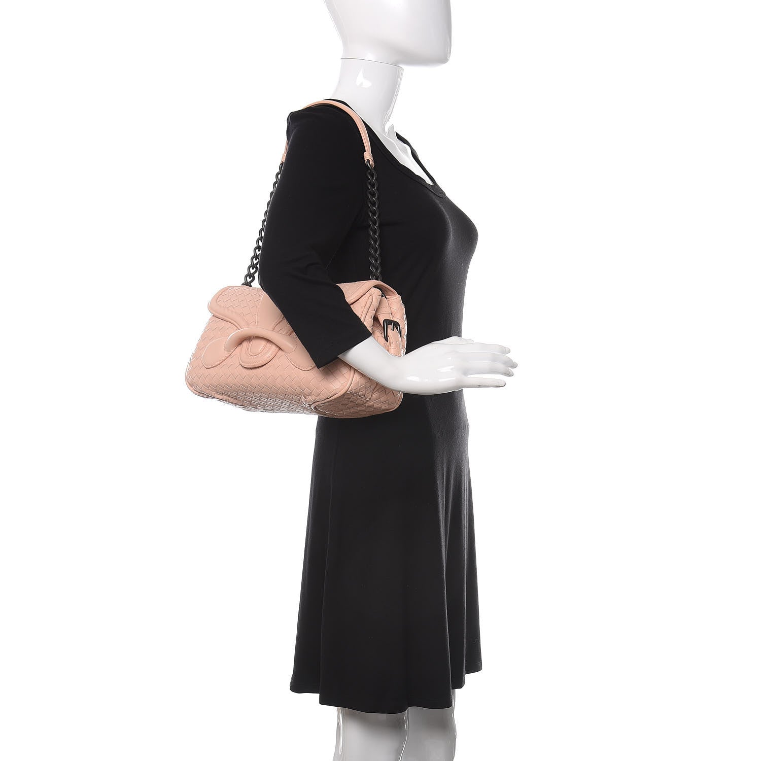 Bottega Veneta Nappa Intrecciato Rialto Shoulder Bag Flamingo 2 of 9