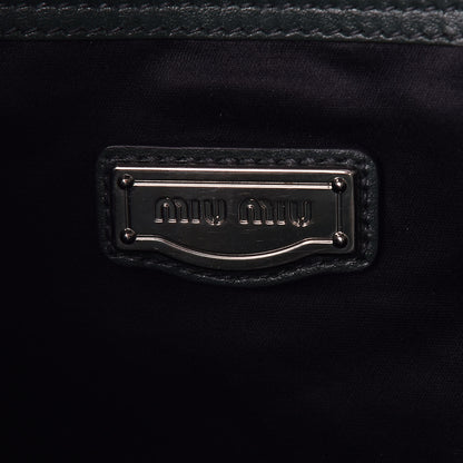Miu Miu Vitello Soft Calfskin Shopping Tote Dark Green 6 of 12