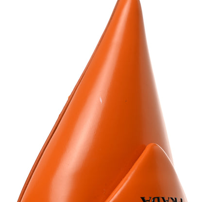 Prada Brushed Calfskin Logo Pointed Toe Slingback Wedges 38 Orange 9 of 10