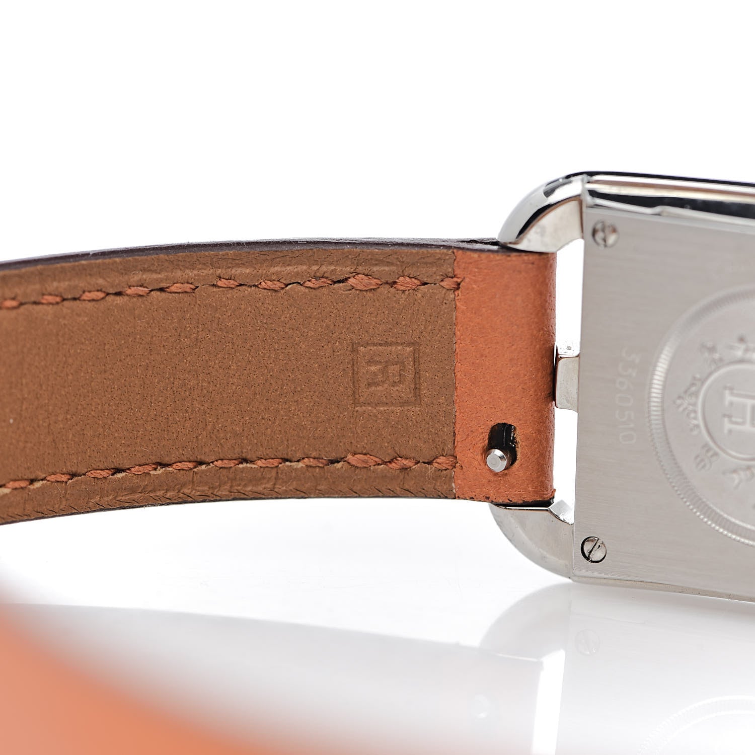 Hermes Stainless Steel Swift Diamond Mother of Pearl 23mm Cape Cod Double Tour Quartz Watch Orange 6 of 8