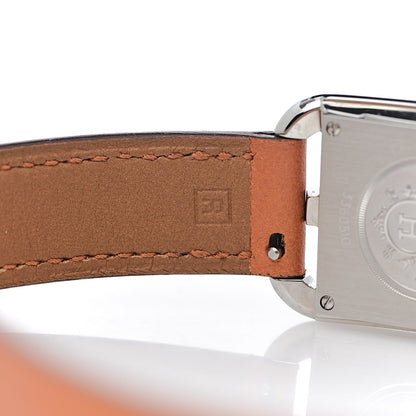 Hermes Stainless Steel Swift Diamond Mother of Pearl 23mm Cape Cod Double Tour Quartz Watch Orange 6 of 8