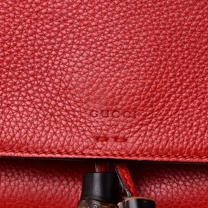 Gucci Pebbled Calfskin Medium Bamboo Daily Flap Shoulder Bag Red 6 of 11