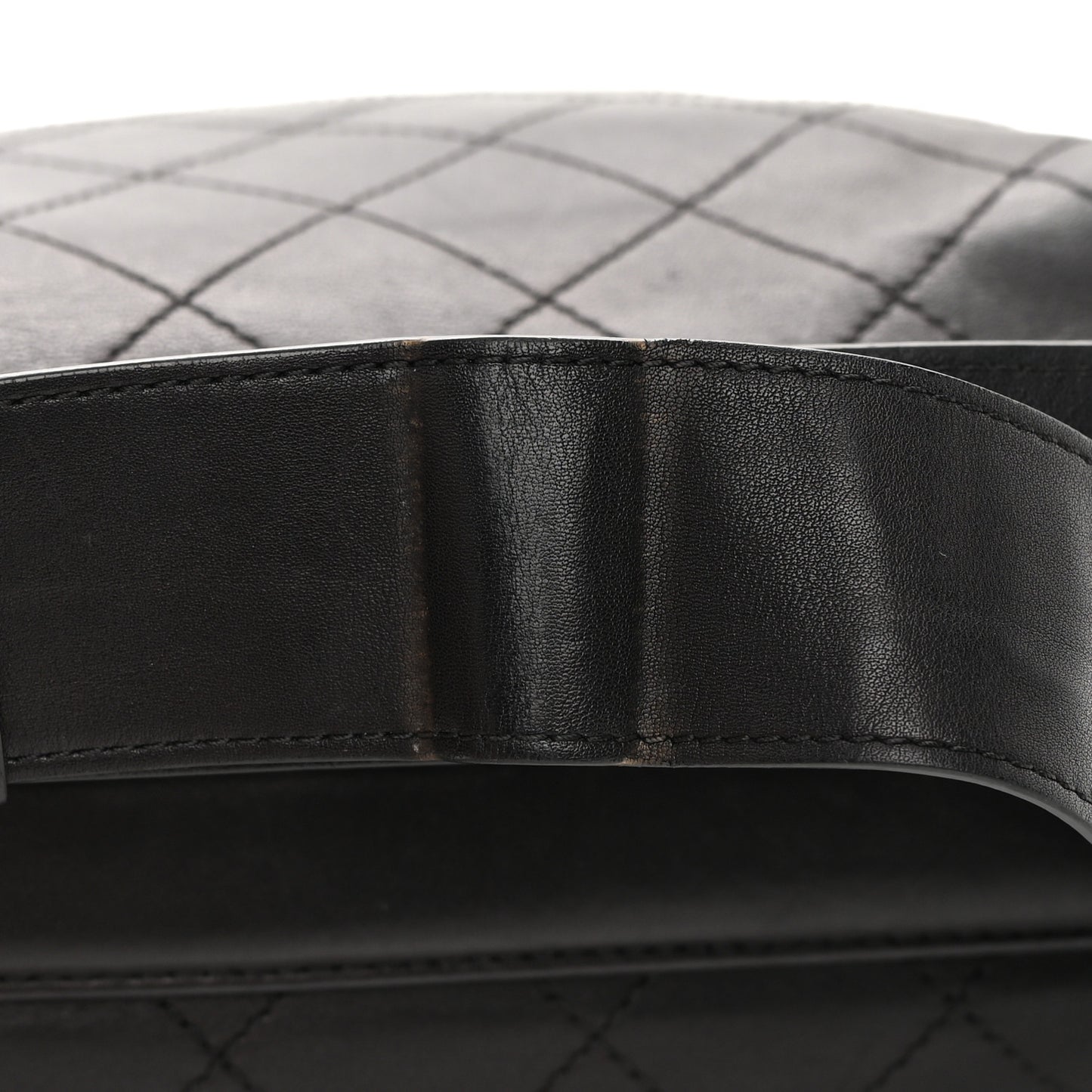 Calfskin Stitched Small Paris Rome Drawstring CC Bag Black