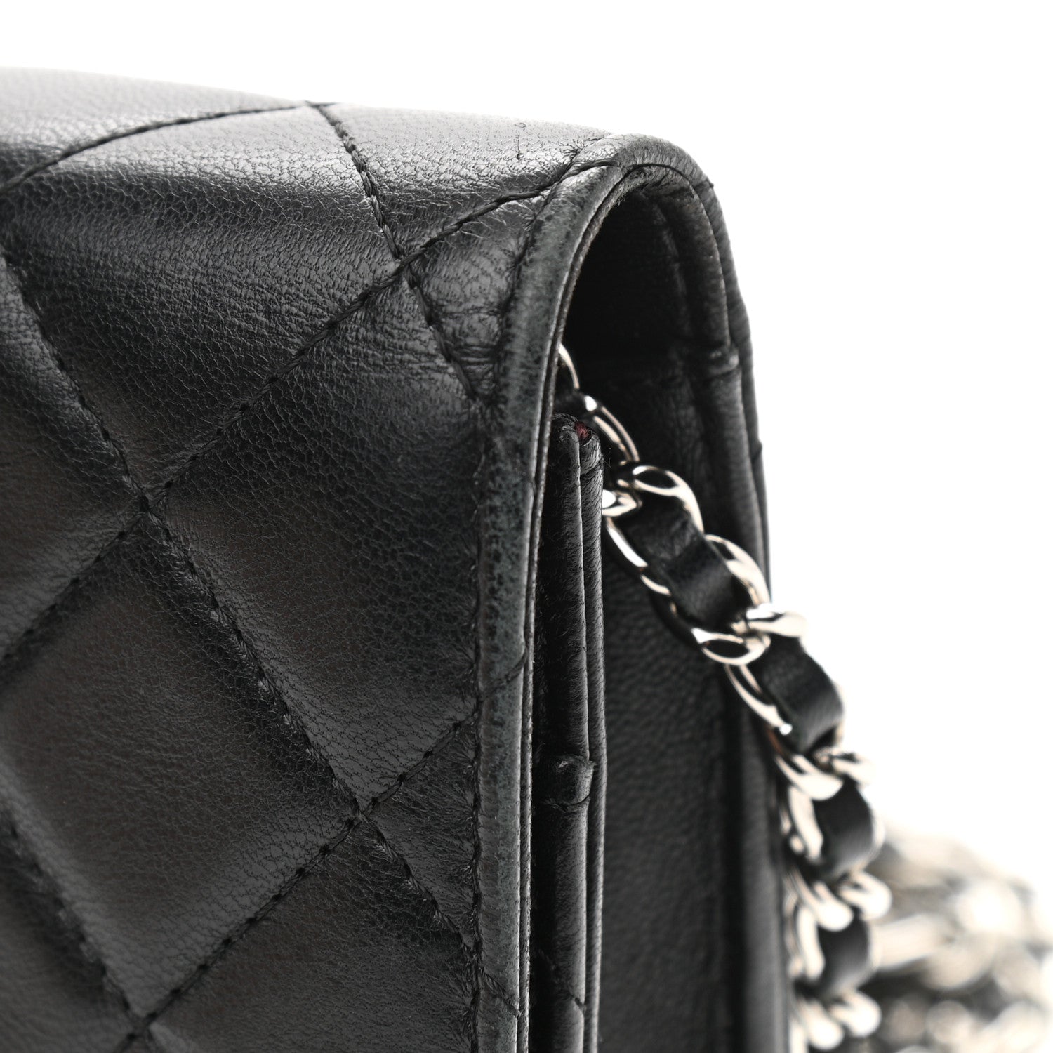 Chanel Lambskin Quilted Wallet On Chain WOC Black 12 of 16