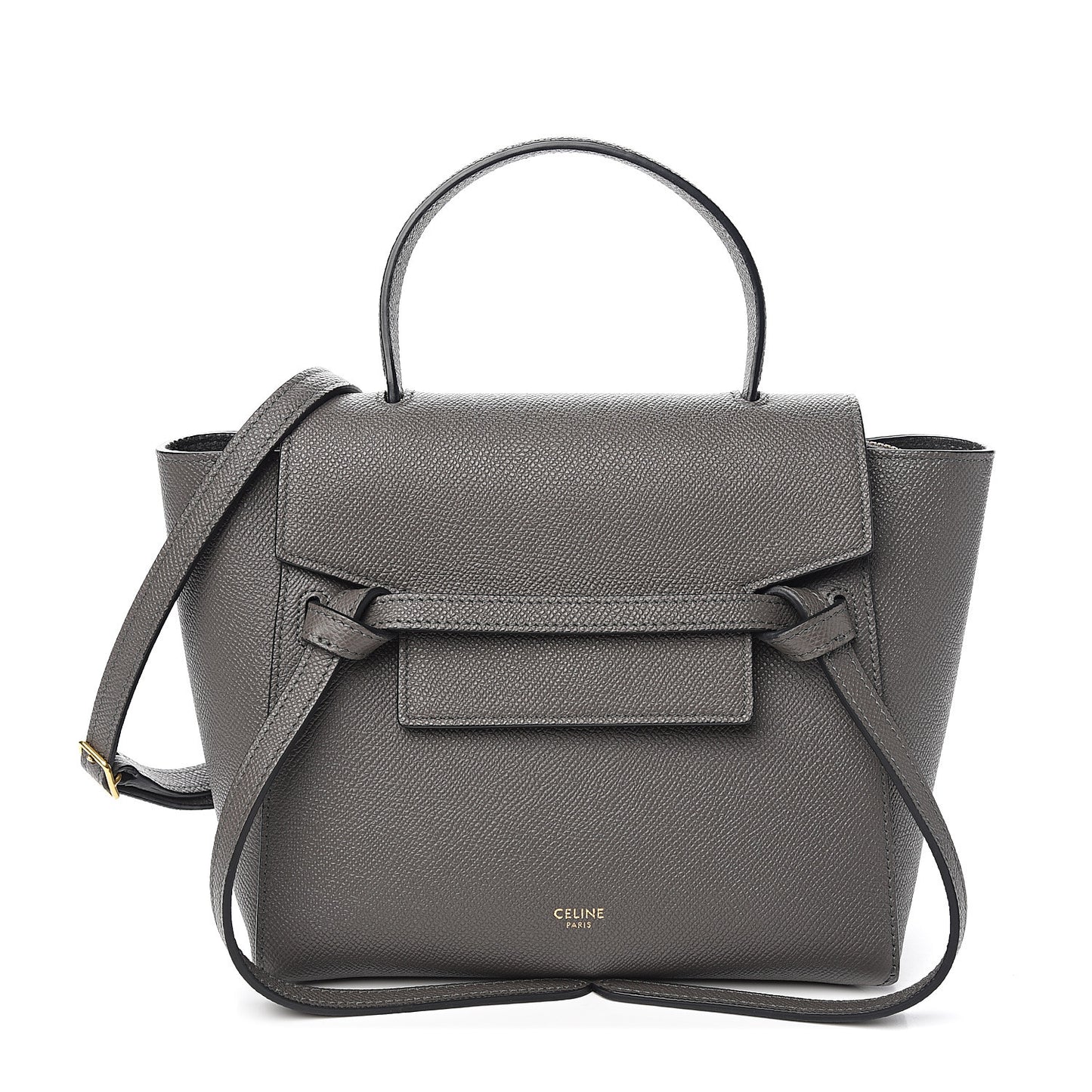 Grained Calfskin Nano Belt Bag Grey
