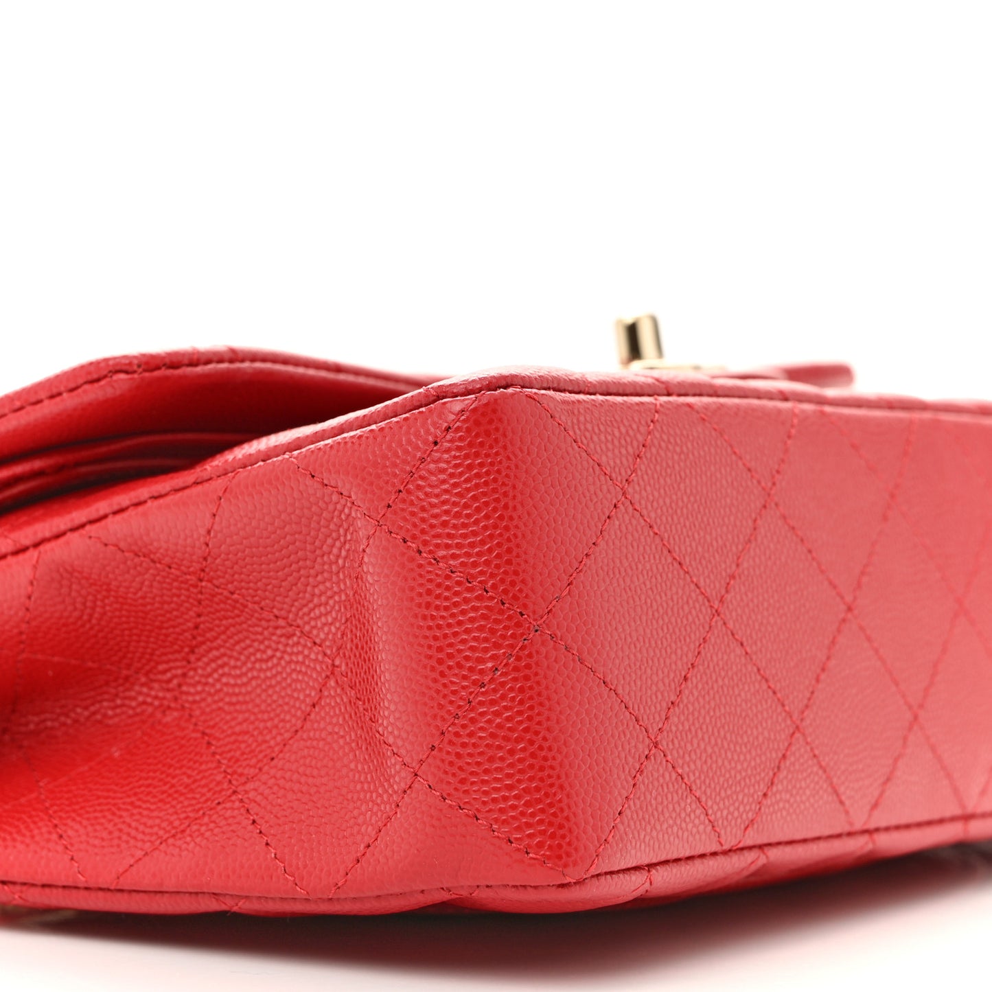 Caviar Quilted Small Double Flap Red