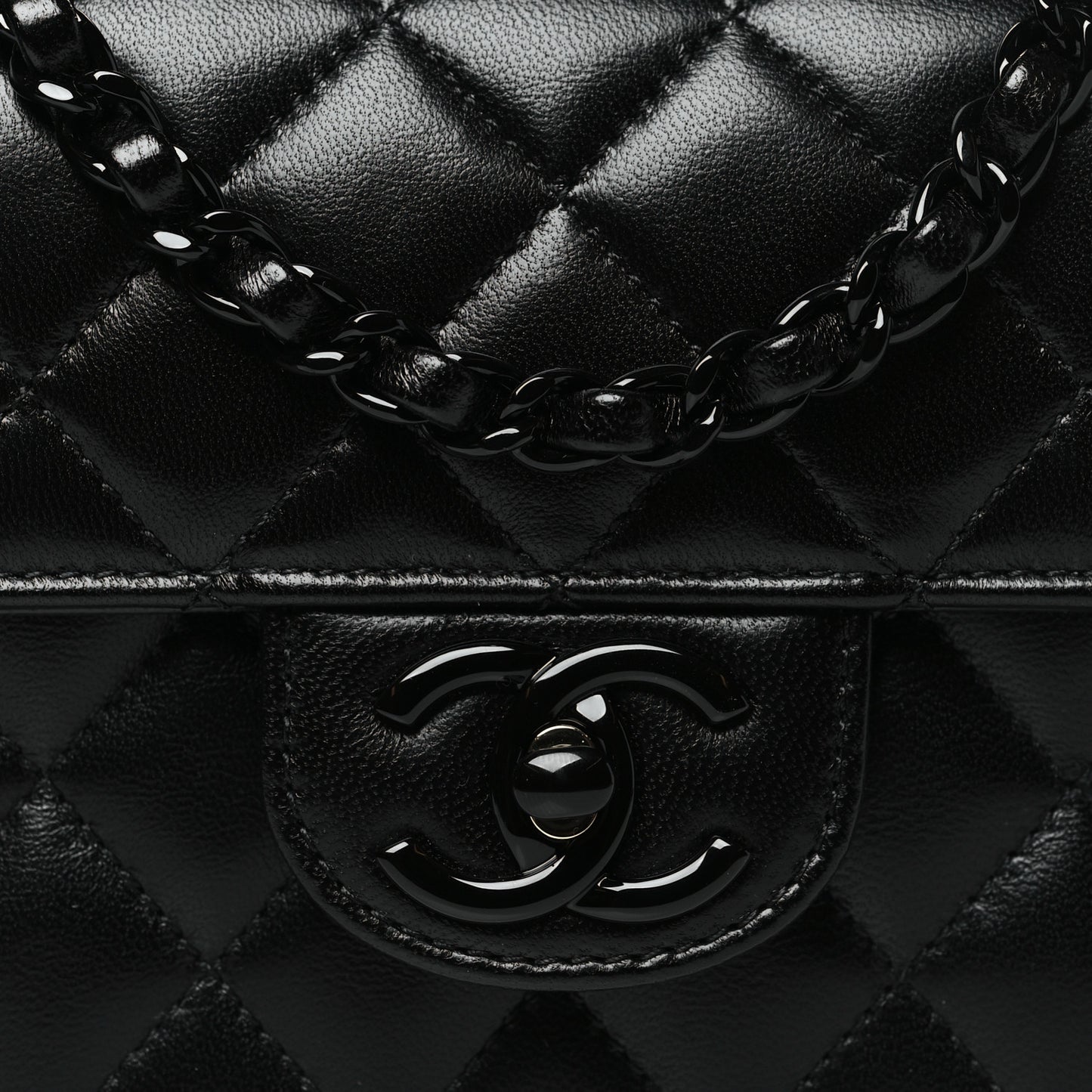 Lambskin Quilted Small Coco Pop Top Handle Flap So Black