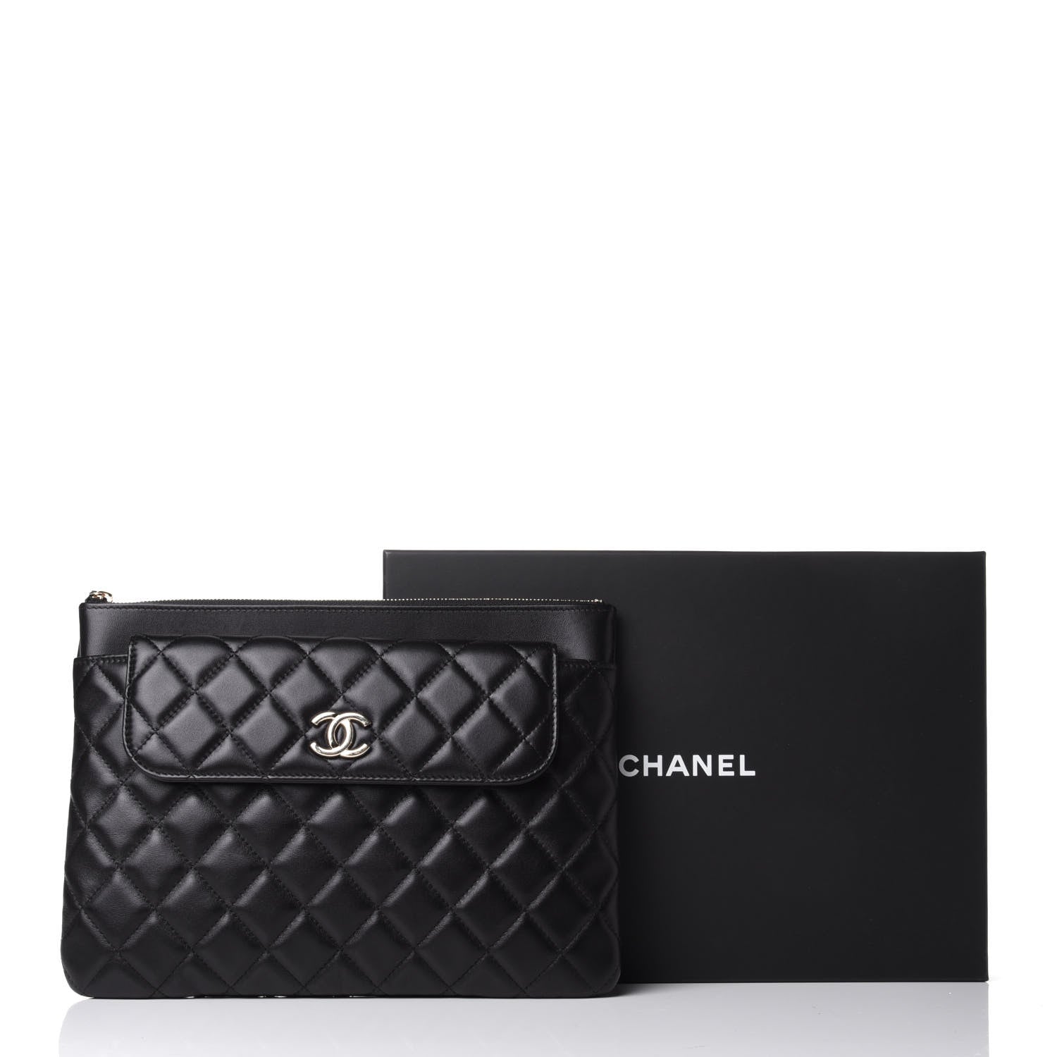 Chanel Lambskin Quilted Medium Flap Cosmetic Case Black 8 of 8
