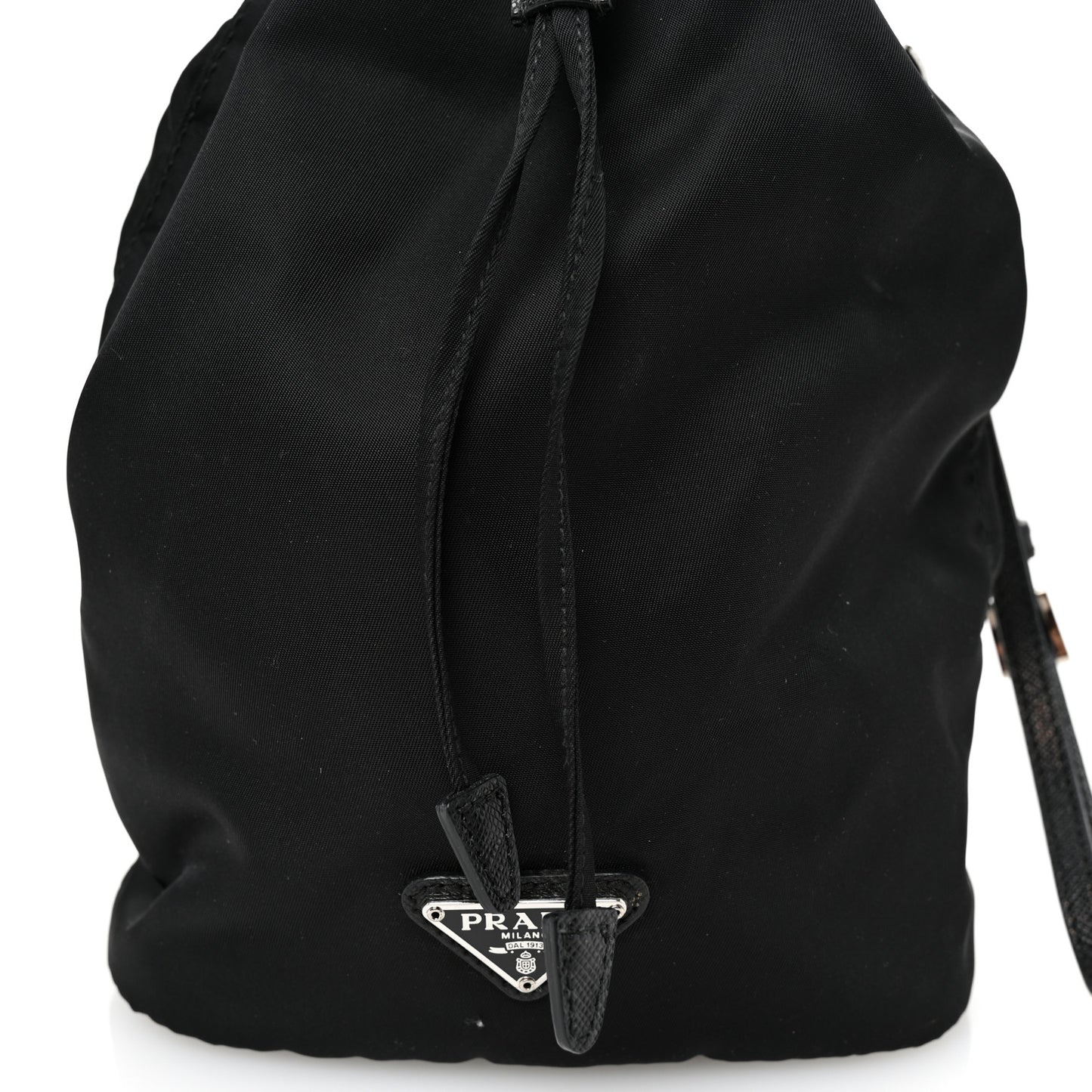 Re-Nylon Saffiano Bucket Wristlet Black