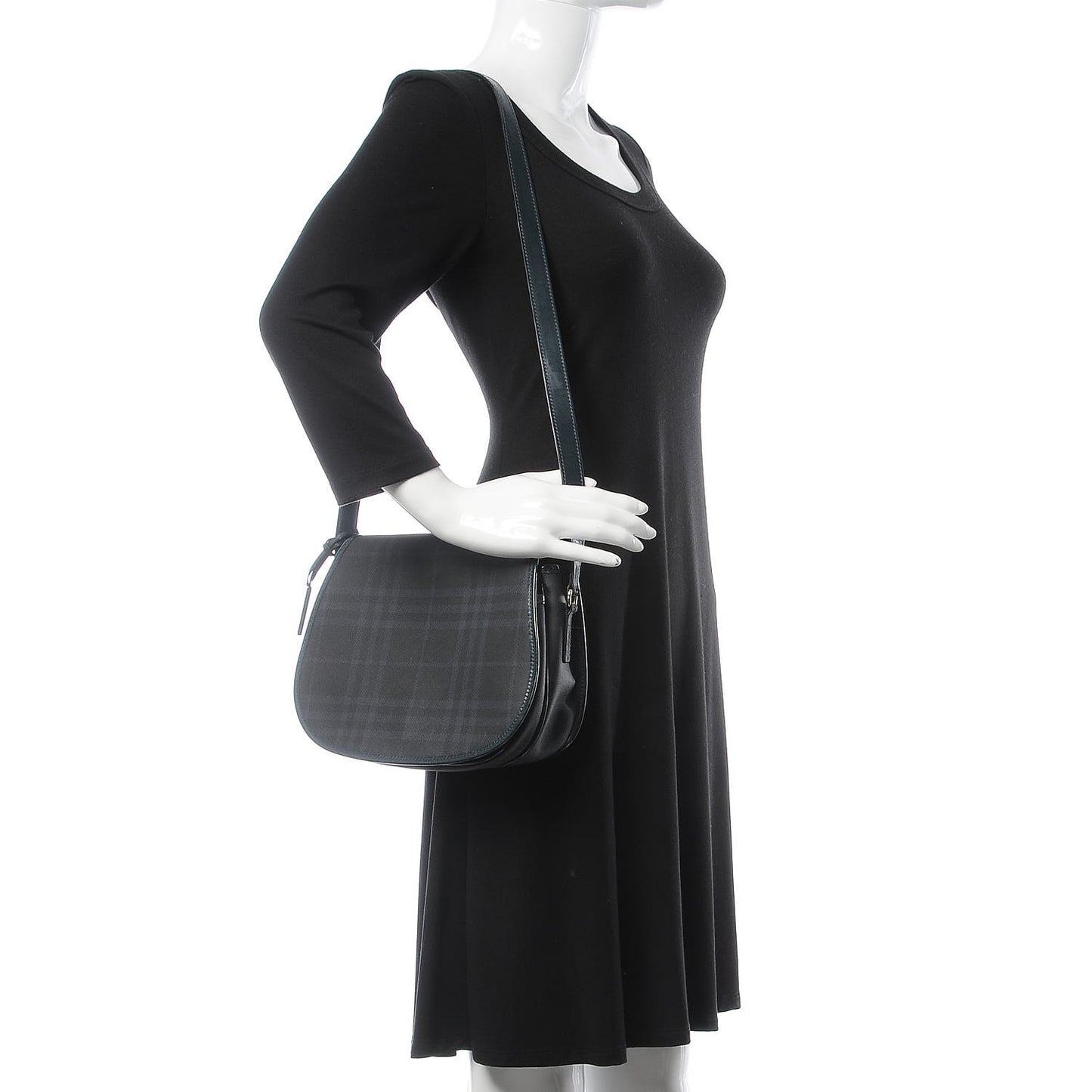 London Check Crossbody Messenger Bag Charcoal Navy