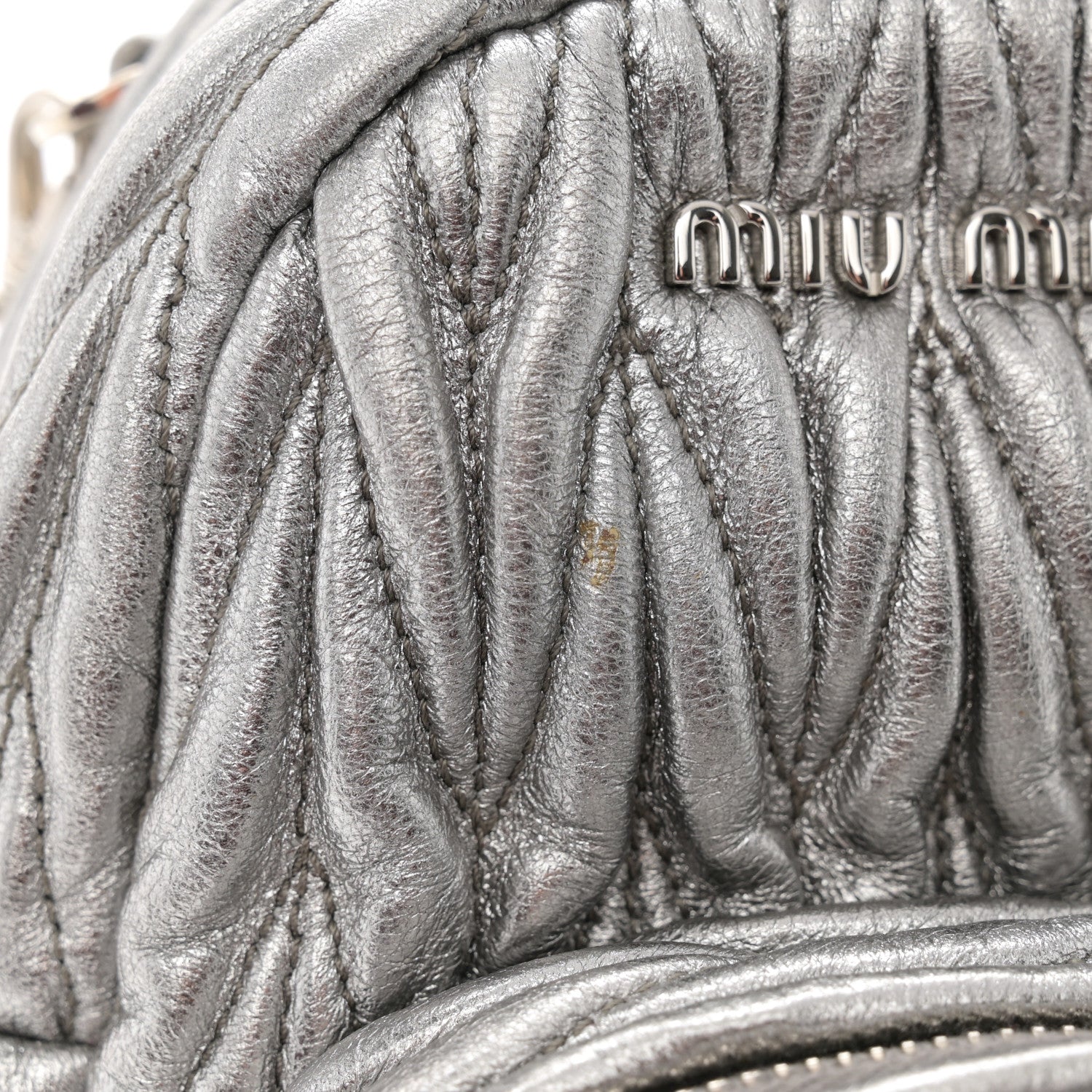 Miu Miu Metallic Nappa Matelasse Lux Mini Backpack Cromo 12 of 13