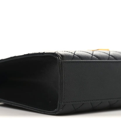 Saint Laurent Grain De Poudre Textured Mixed Matelasse Large Triquilt Monogram Satchel Black 9 of 10