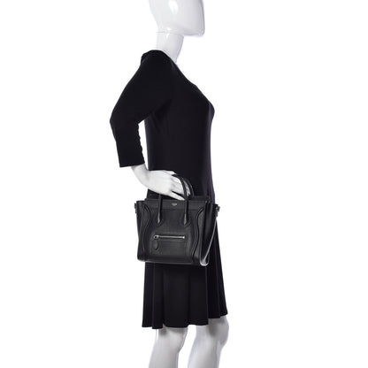 Celine Drummed Calfskin Nano Luggage Black 3 of 11